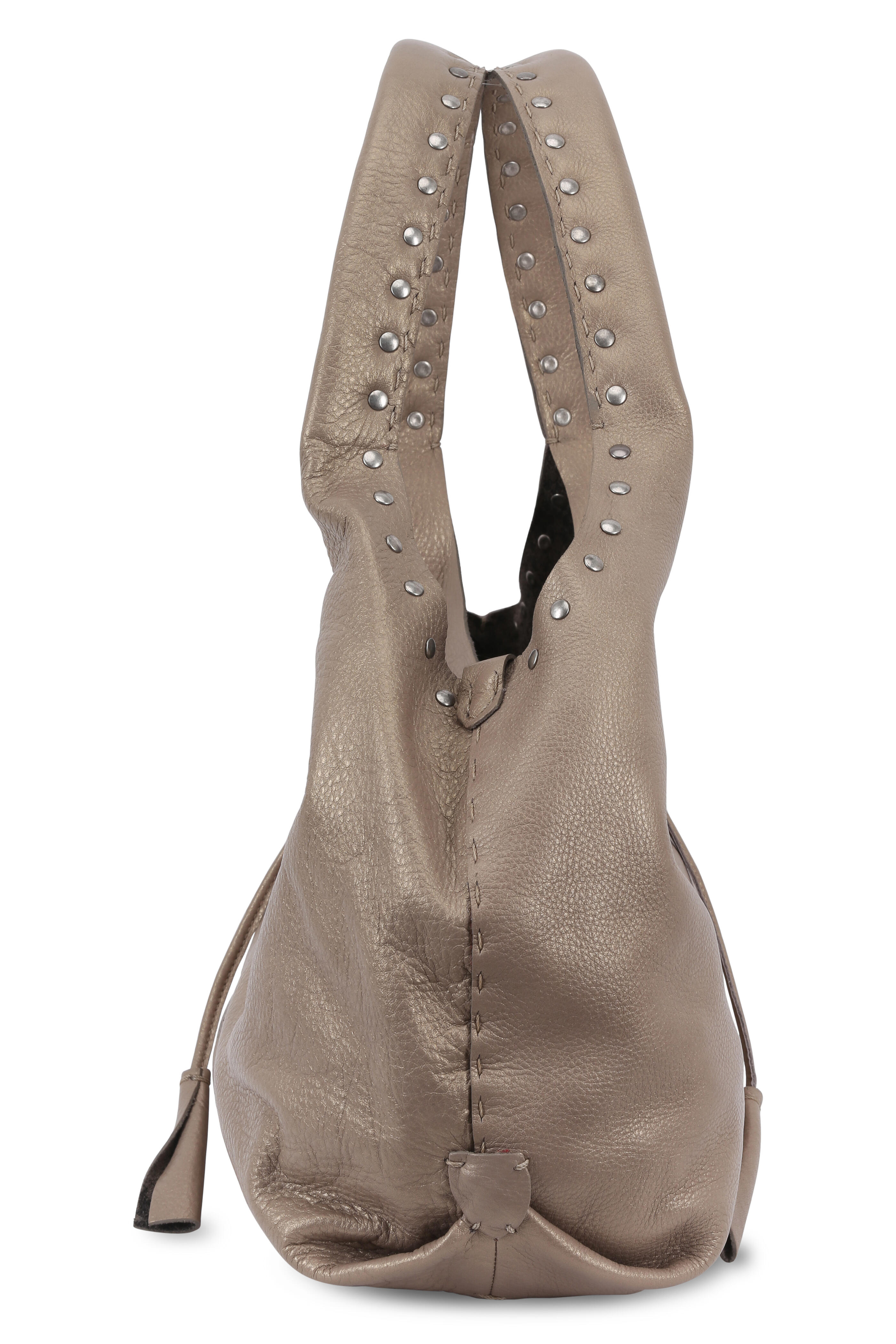 Henry Beguelin - Brioche Gold Acacia Leather Studded Hobo Bag