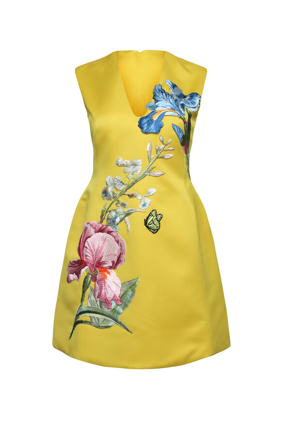 Leo Lin Bree Mustard Embroidered Mini Dress