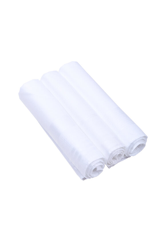 Dion Set Of Three White Cotton Pocket Squares