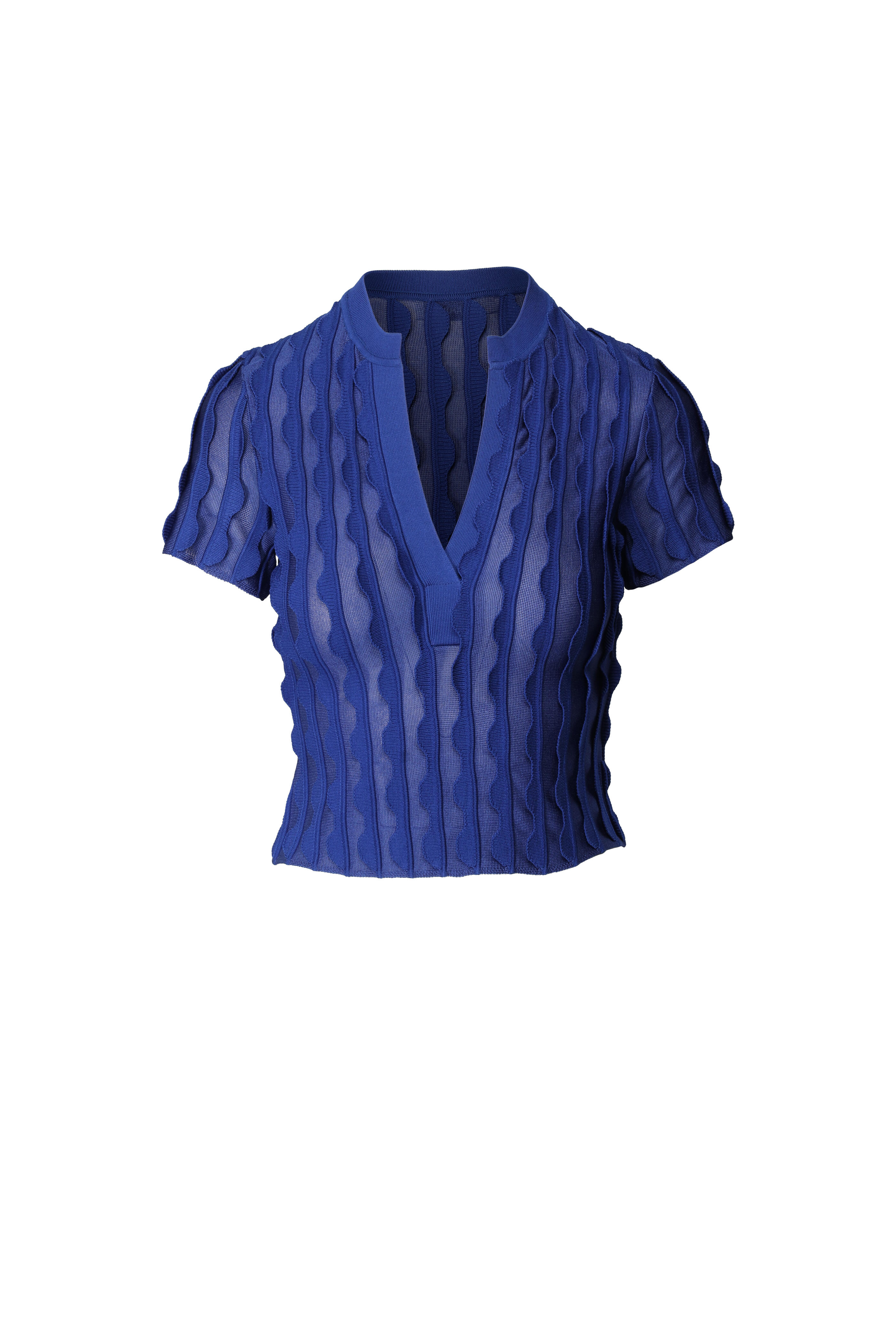 Simkhai - Mallorie Blue Scalloped Knit Polo