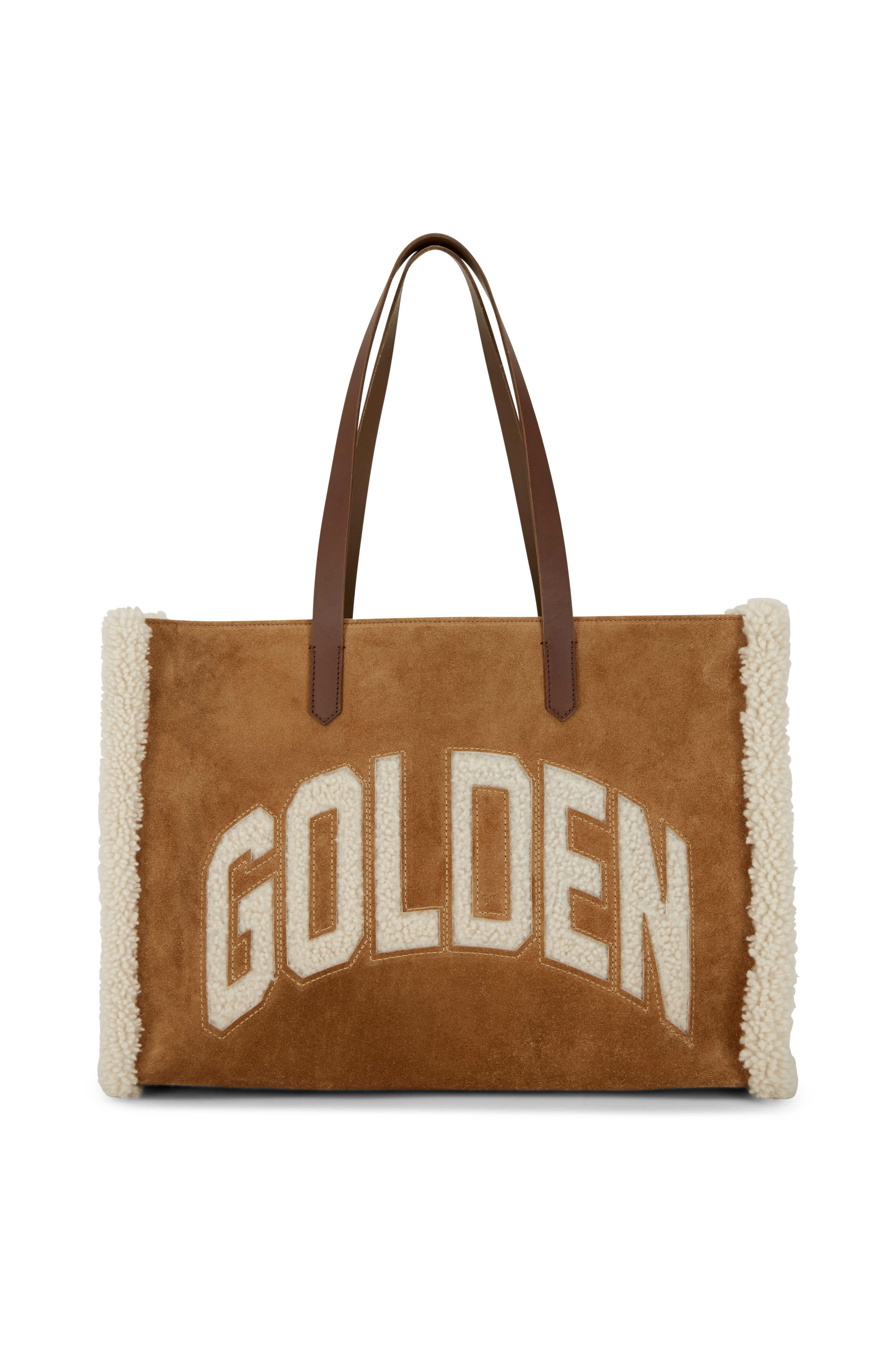 Golden Goose - Brown Suede Shearling Logo East/West Tote