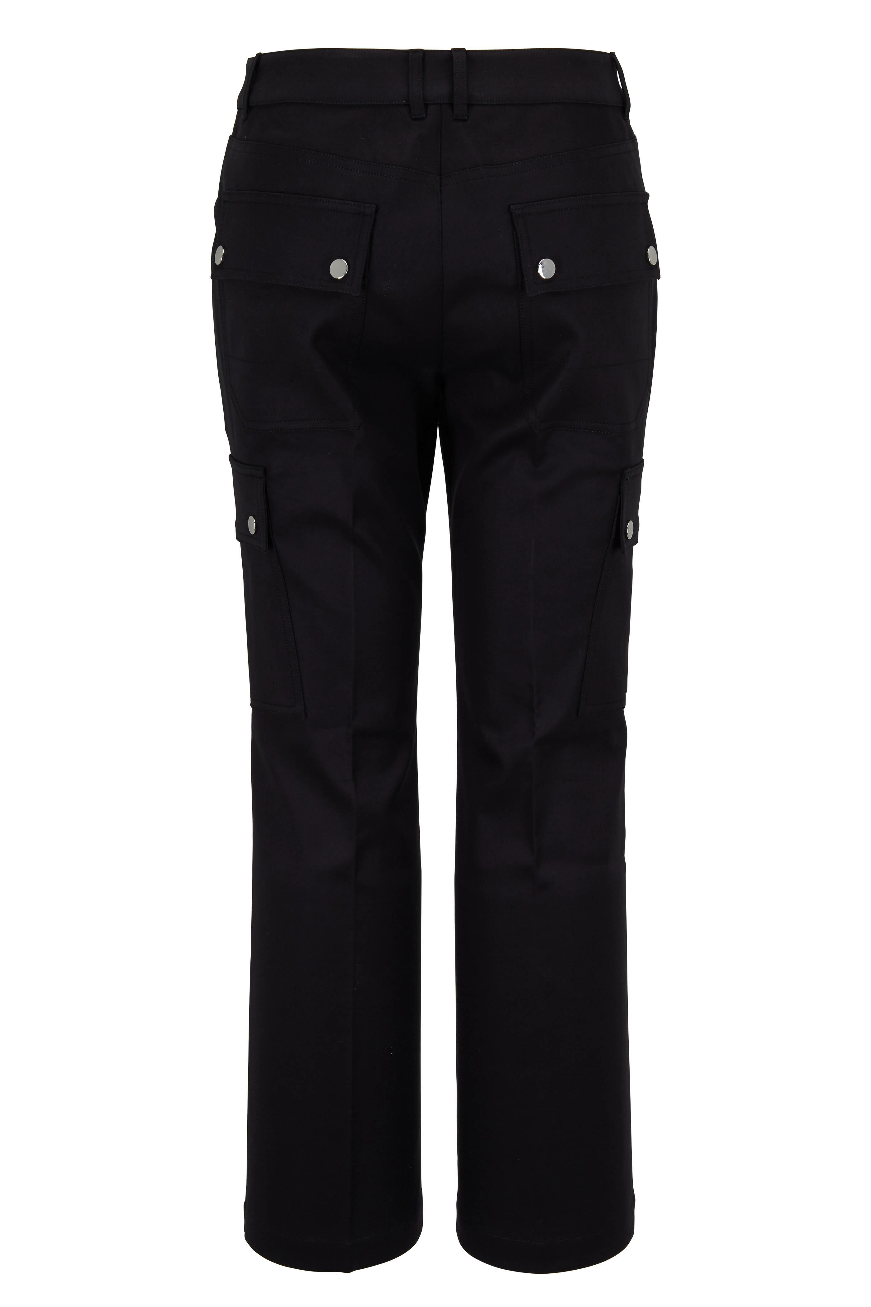 Michael Kors Collection - Black Cotton Crop Flare Cargo Pant