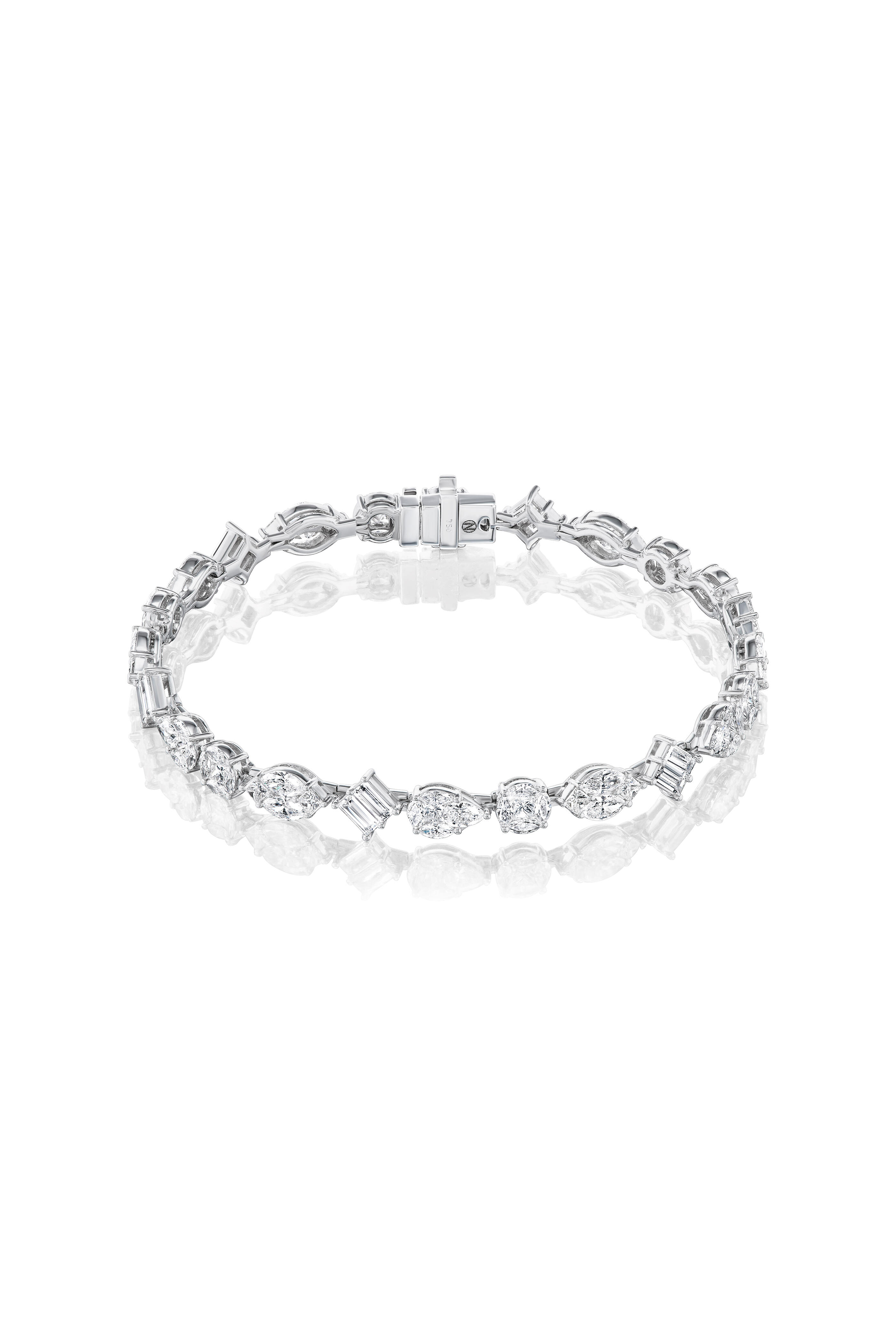 Nam Cho - 18k White Gold Diamond Multi-shape Tennis Bracelet