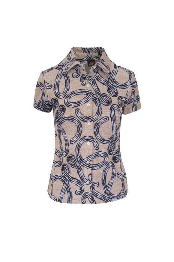 Loewe Beige & Black Anagram Print Terry Top - view 1