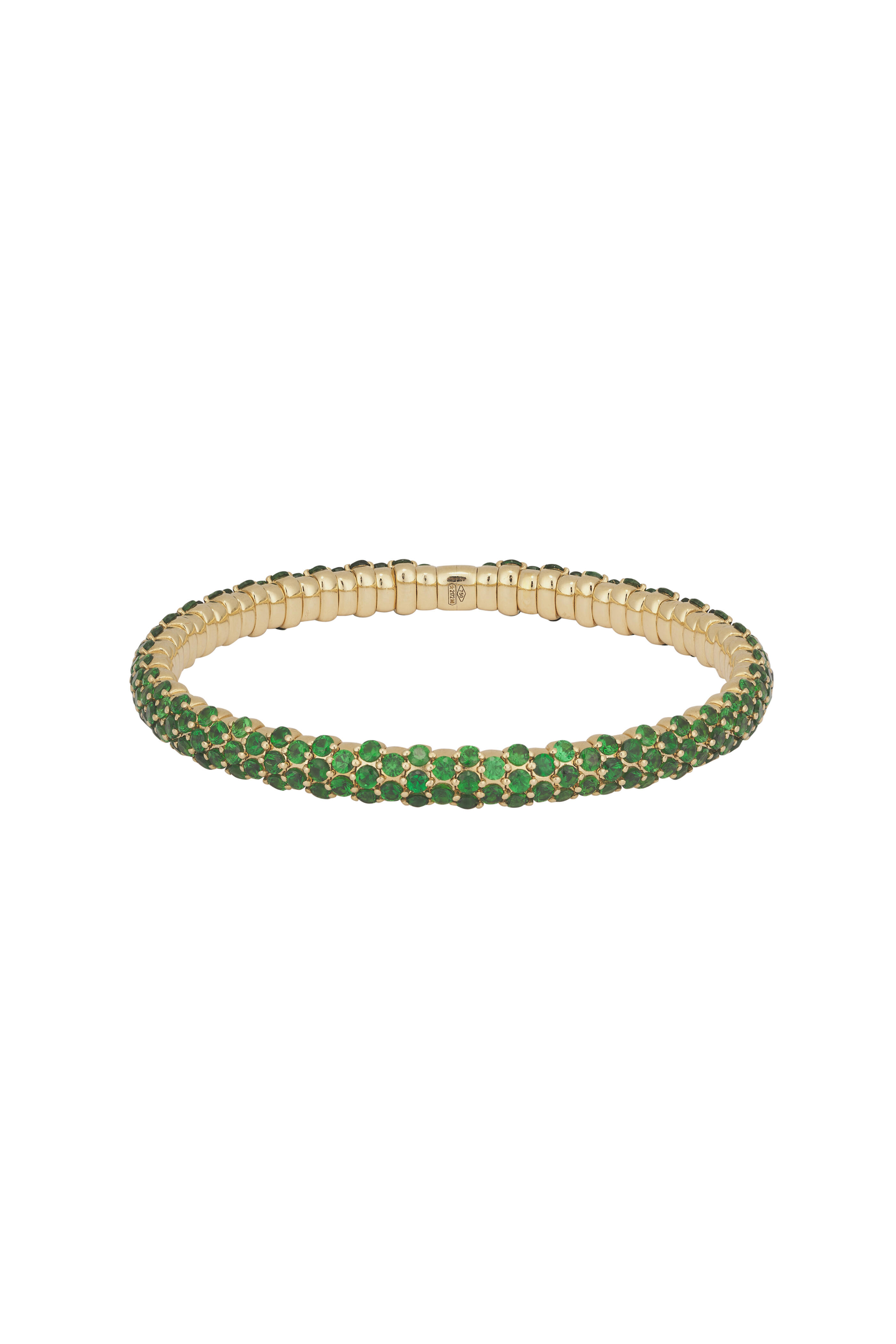 ZYDO - 18k Yellow Gold Tsavorite Slim Stretch Bracelet - view 1