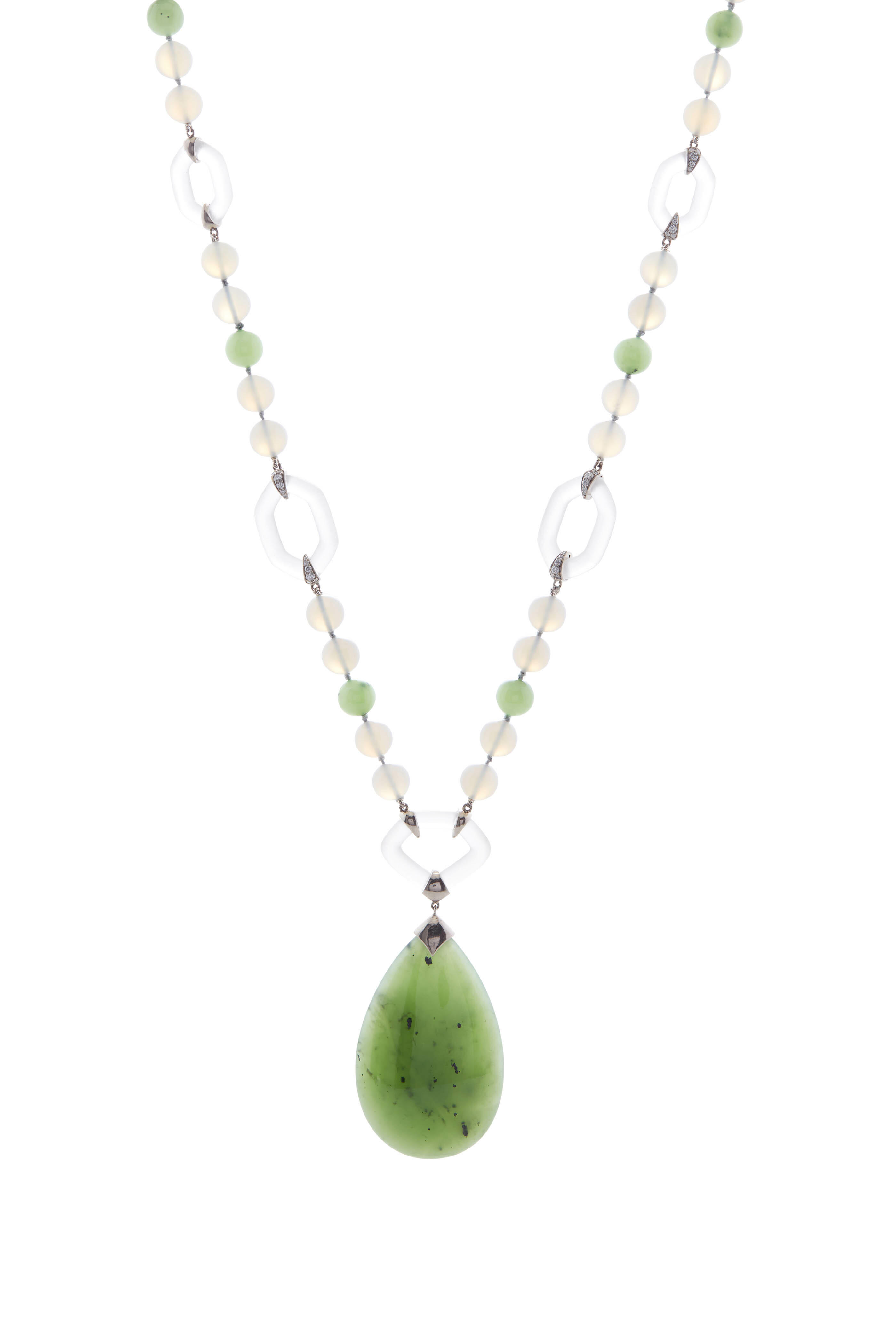 Fred Leighton - Green Nephrite & Gray Chalcedony Necklace