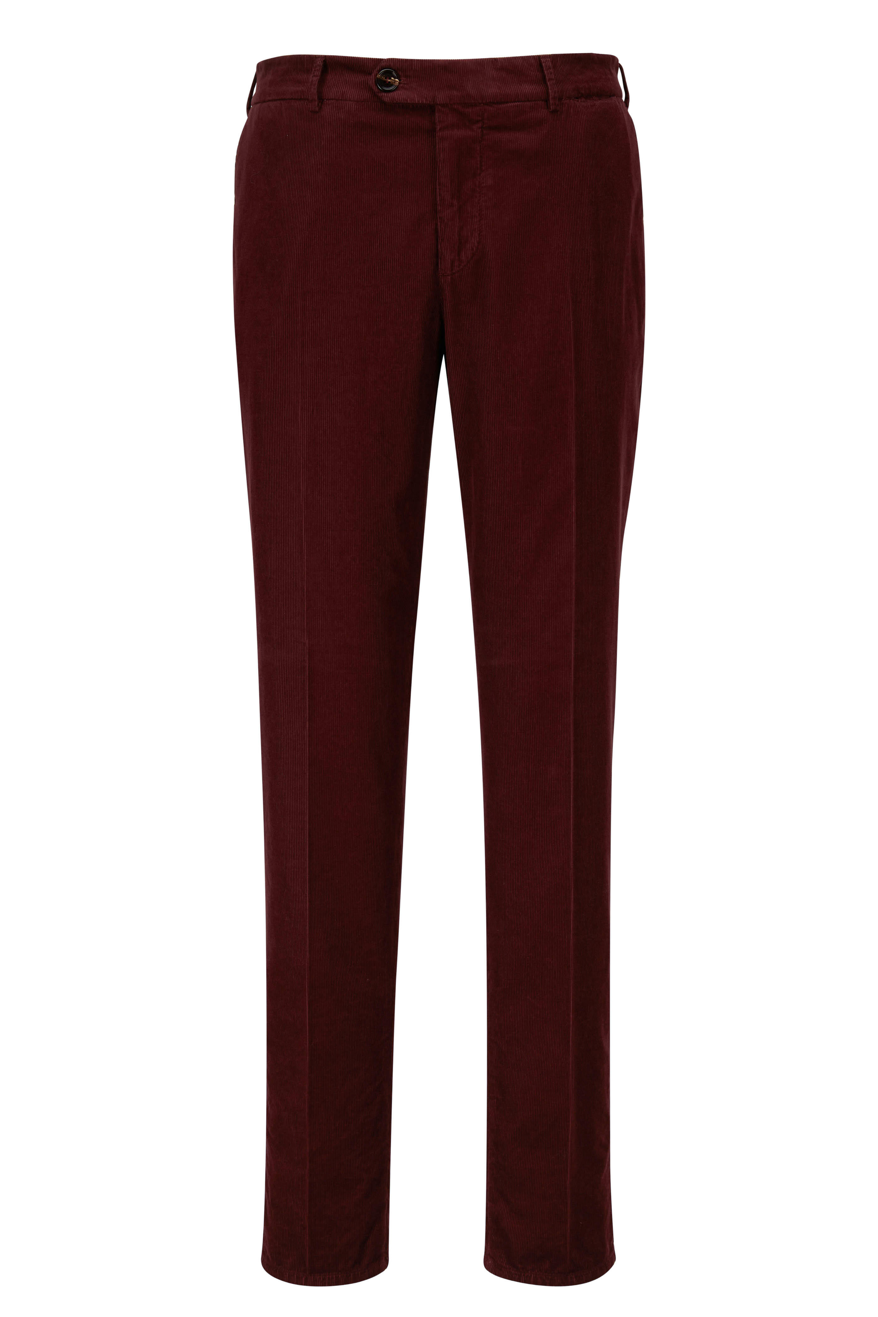 Brunello Cucinelli - Burgundy Italian Fit Corduroy Pant