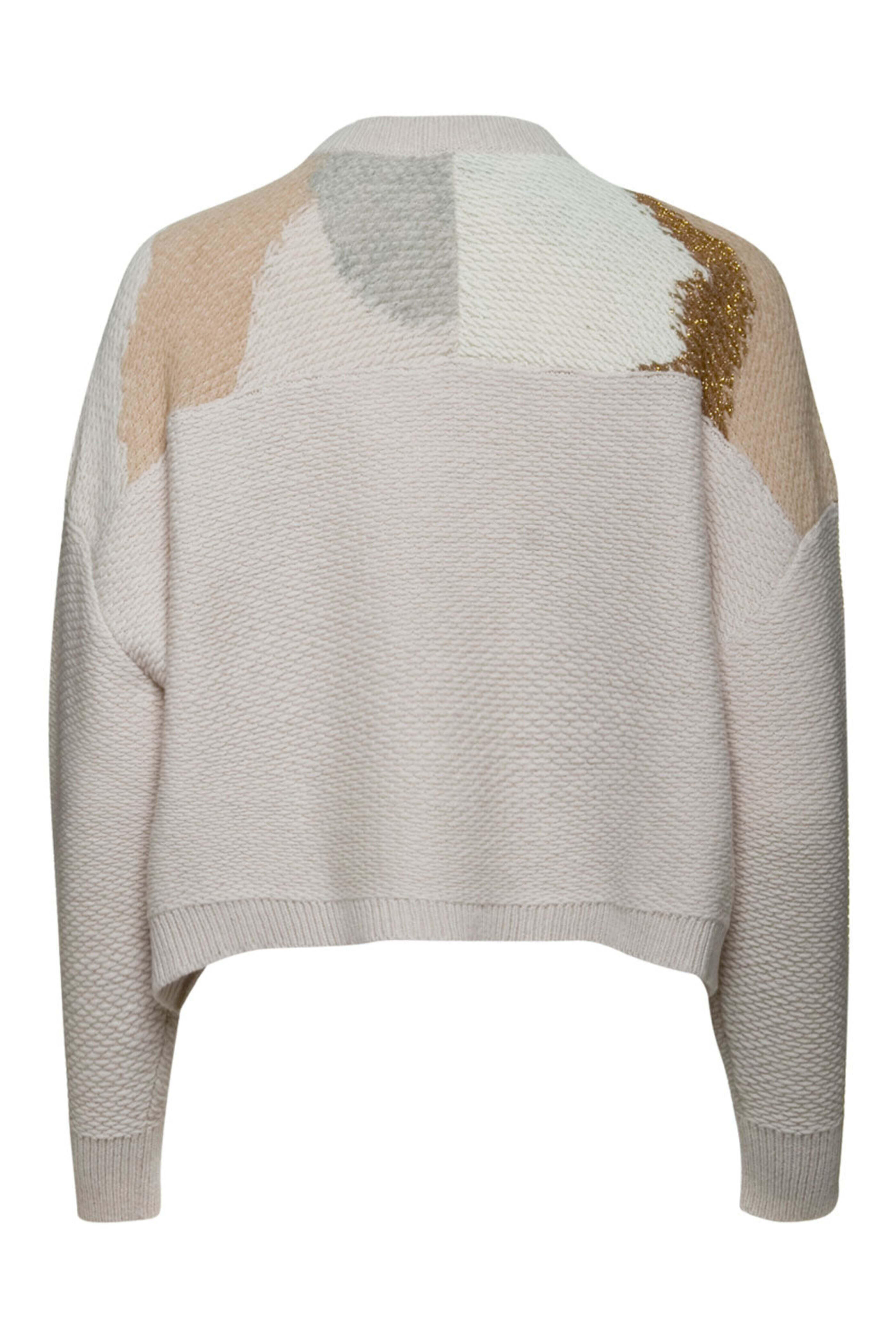 Nude - Neutral Metallic Knit Cropped Sweater
