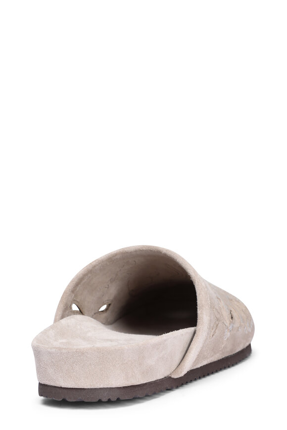 Brunello Cucinelli Ice Embellished Suede Flat Slipper - view 3