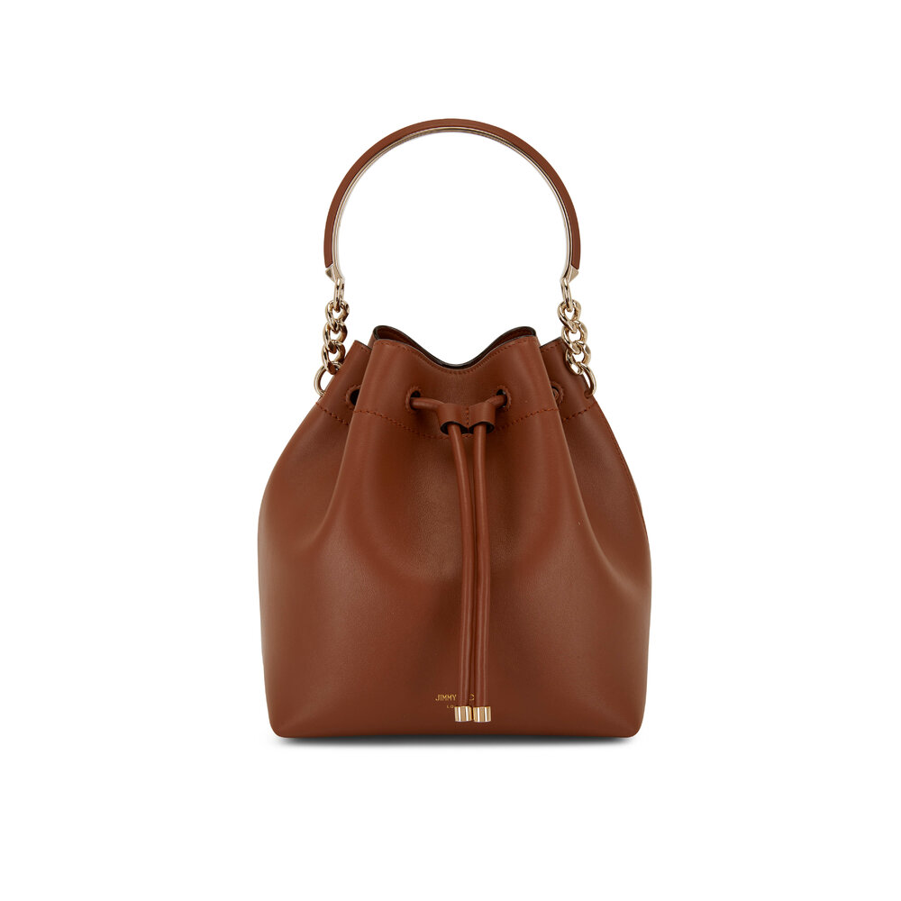 Jimmy Choo - Bon Bon Dark Tan Leather Bucket Bag