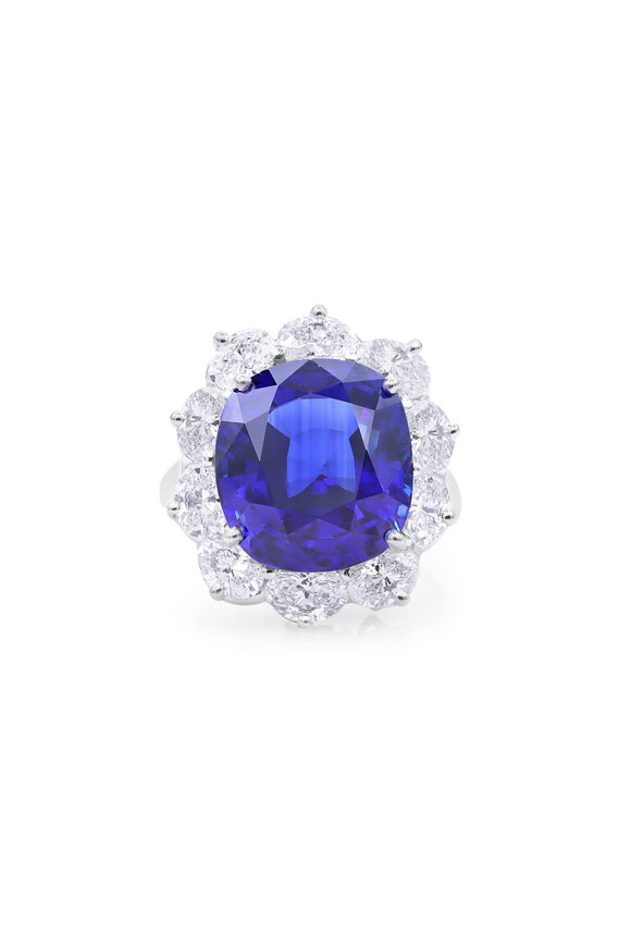 Oscar Heyman Platinum Royal Blue Ceylon Sapphire Ring