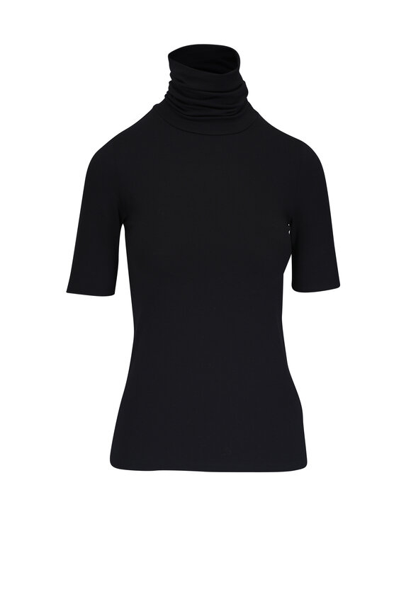 Majestic Black Elbow Sleeve Soft Touch Turtleneck