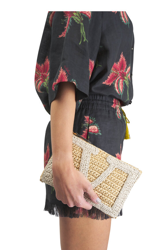 Valentino Garavani Viva Superstar Synthetic Raffia Pouch - view 2