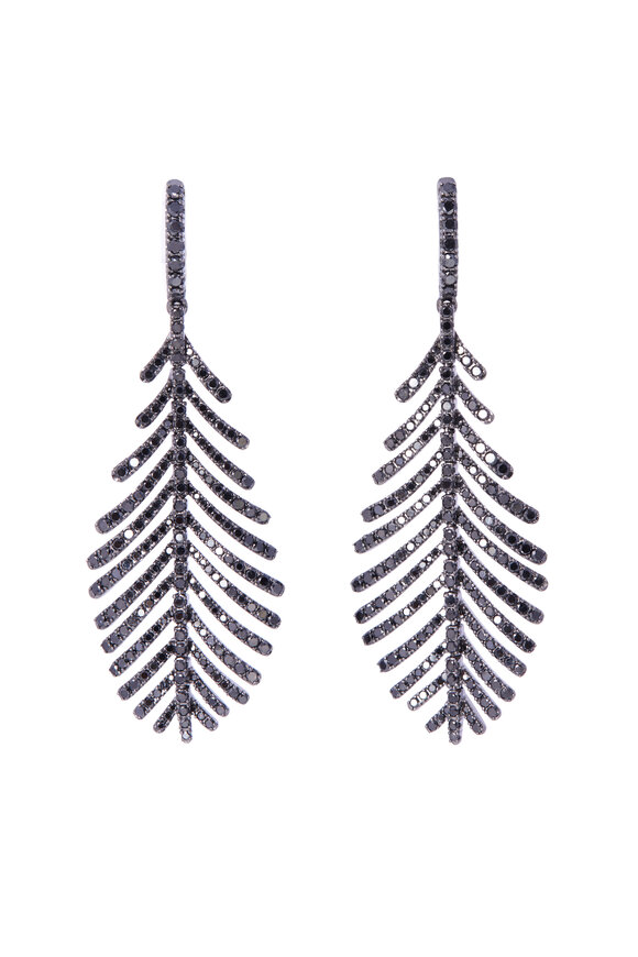 Sidney Garber Black Diamond Pavé Plume Earring