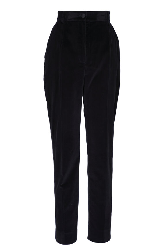 Dolce & Gabbana Velvet High-Waist Tuxedo Pant