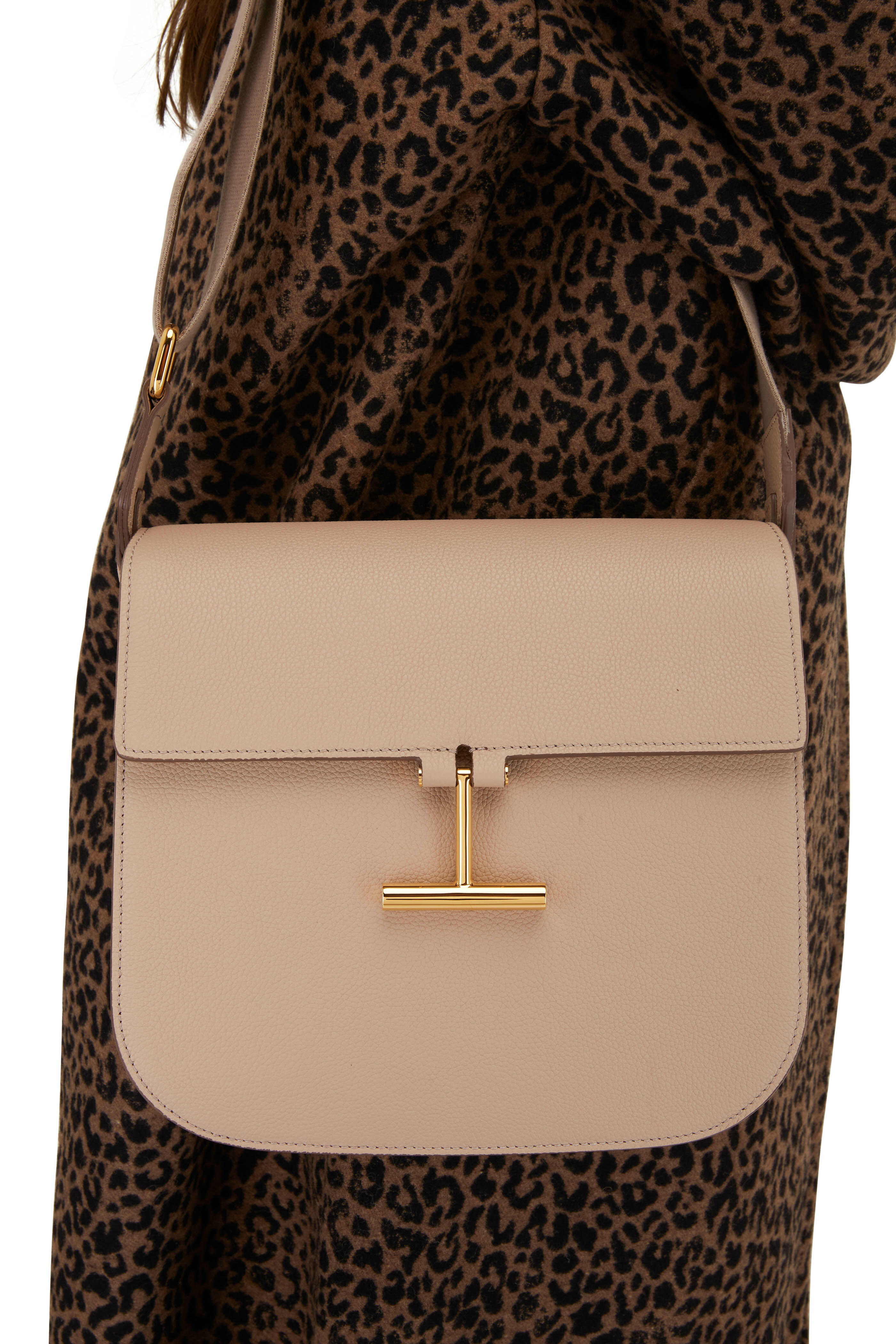 Tom Ford - Tara Taupe Grain Leather Medium Crossbody
