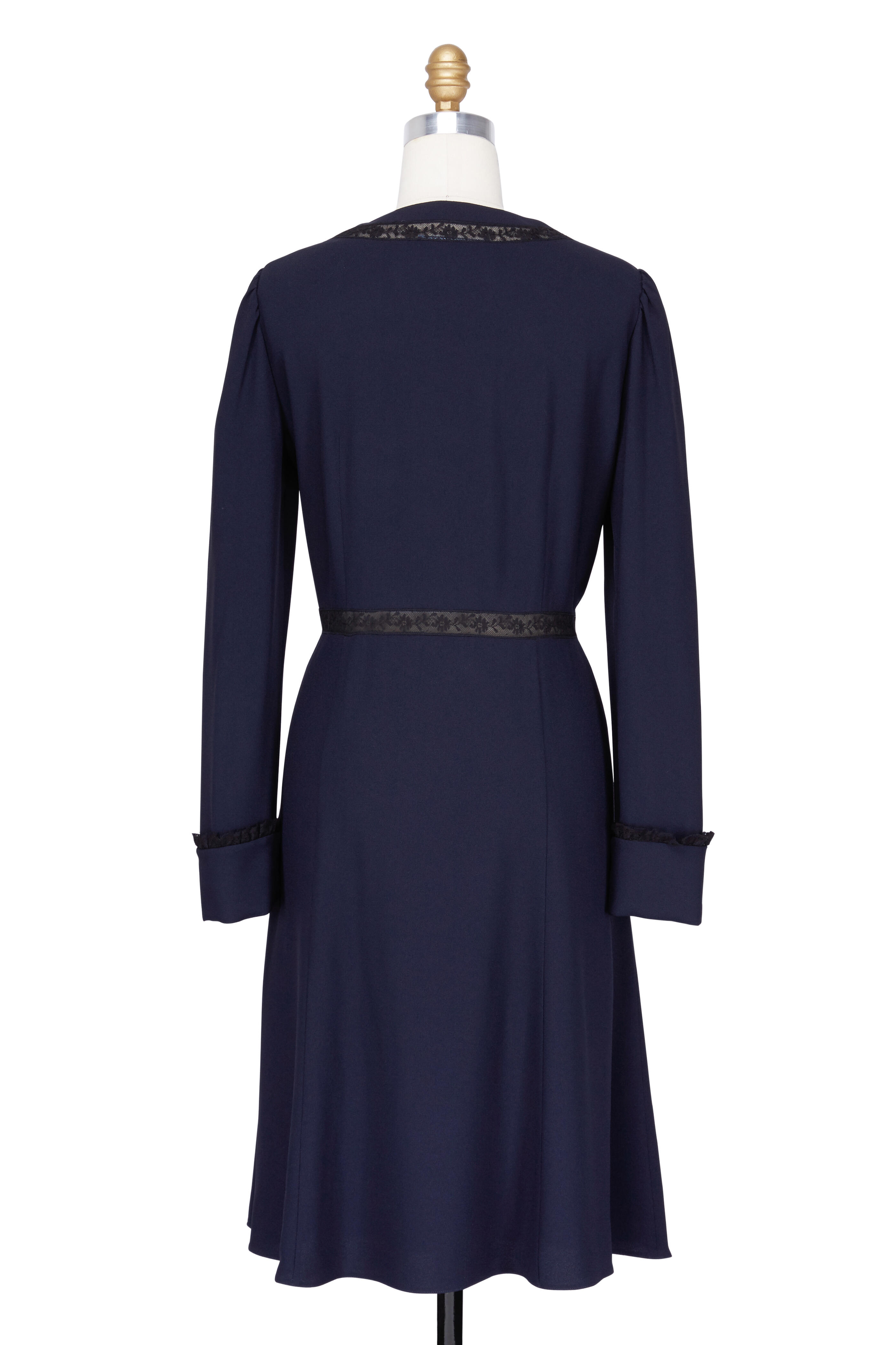 Prada - Navy & Black Lace & Sable Fit & Flare Dress Prada - Navy & Black Lace & Sable Fit & Flare Dress