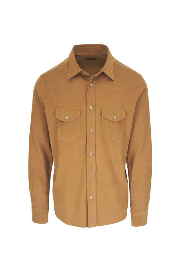 Tom Ford Sand Baby Corduroy Western Shirt - view 1