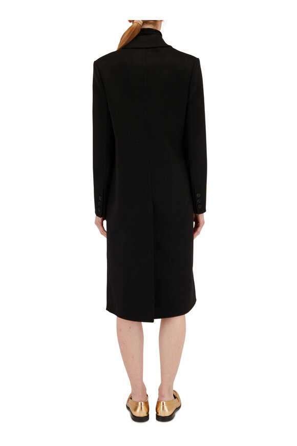 Valentino - Black Compact Drap Long Coat 