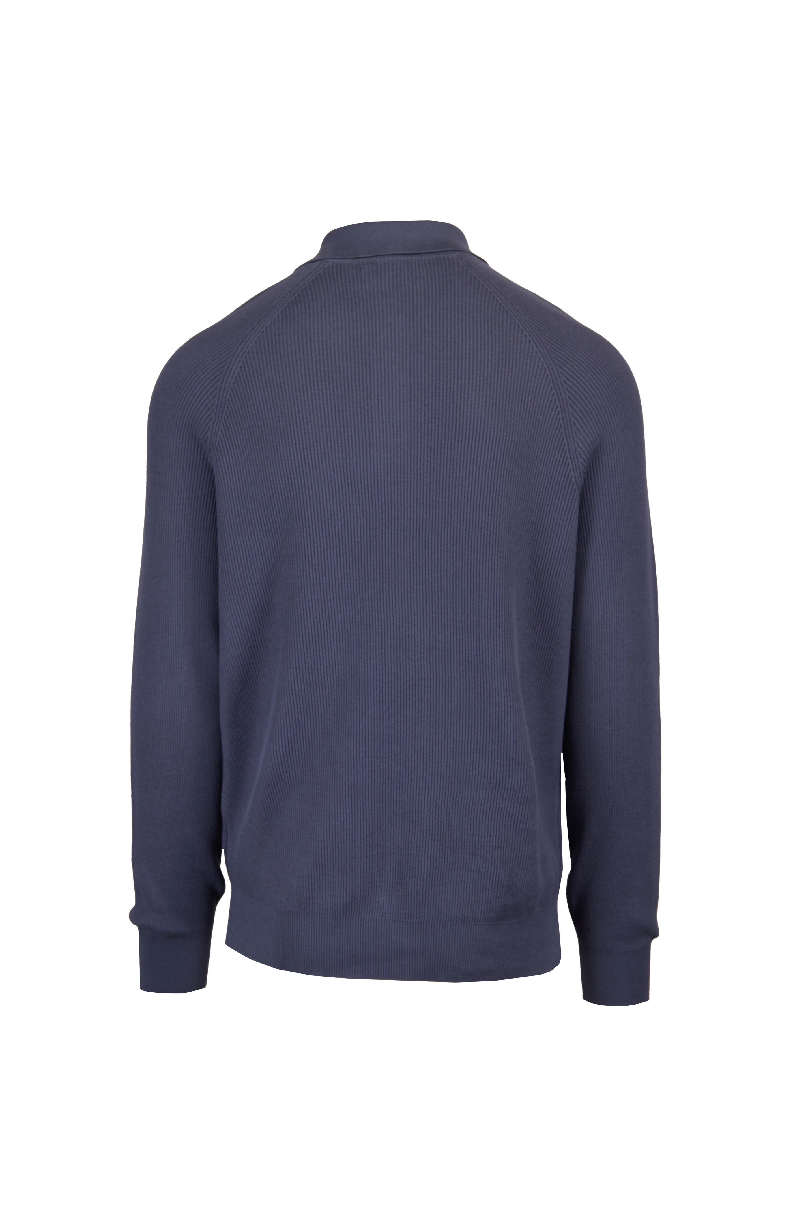 Brunello Cucinelli - Cerulean Cotton Polo Sweater - view 2