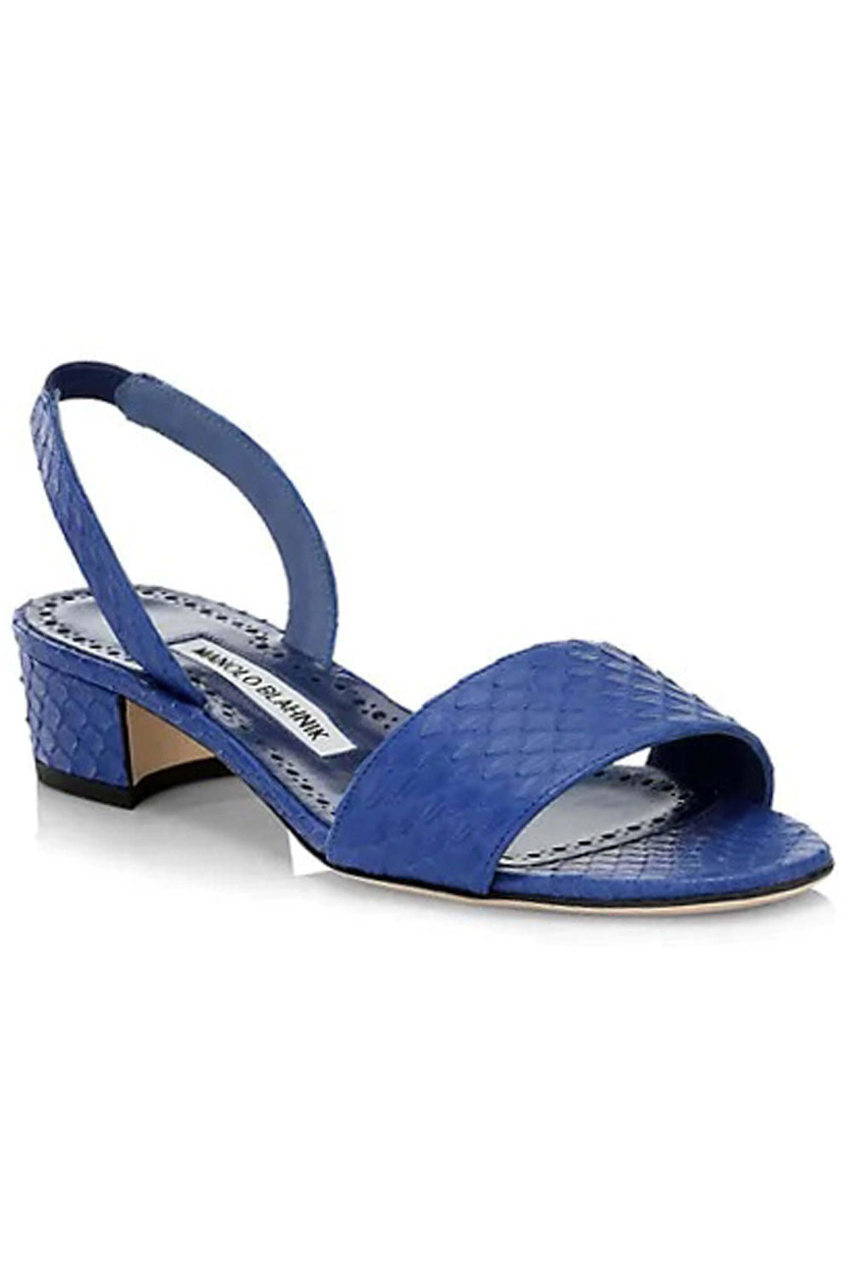 Manolo Blahnik - Patopia Blue Snakeskin Slingback Sandal