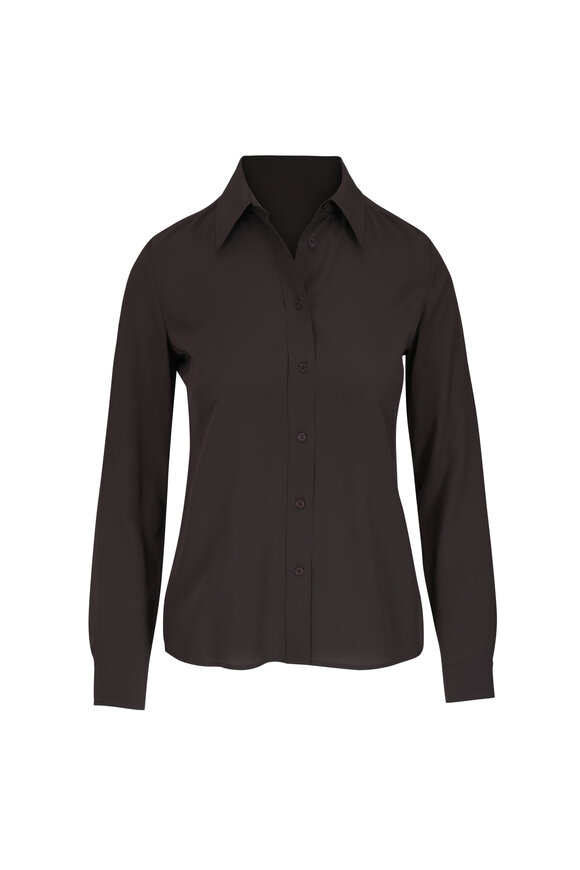 Nili Lotan Simone Brown Silk Blouse - view 1