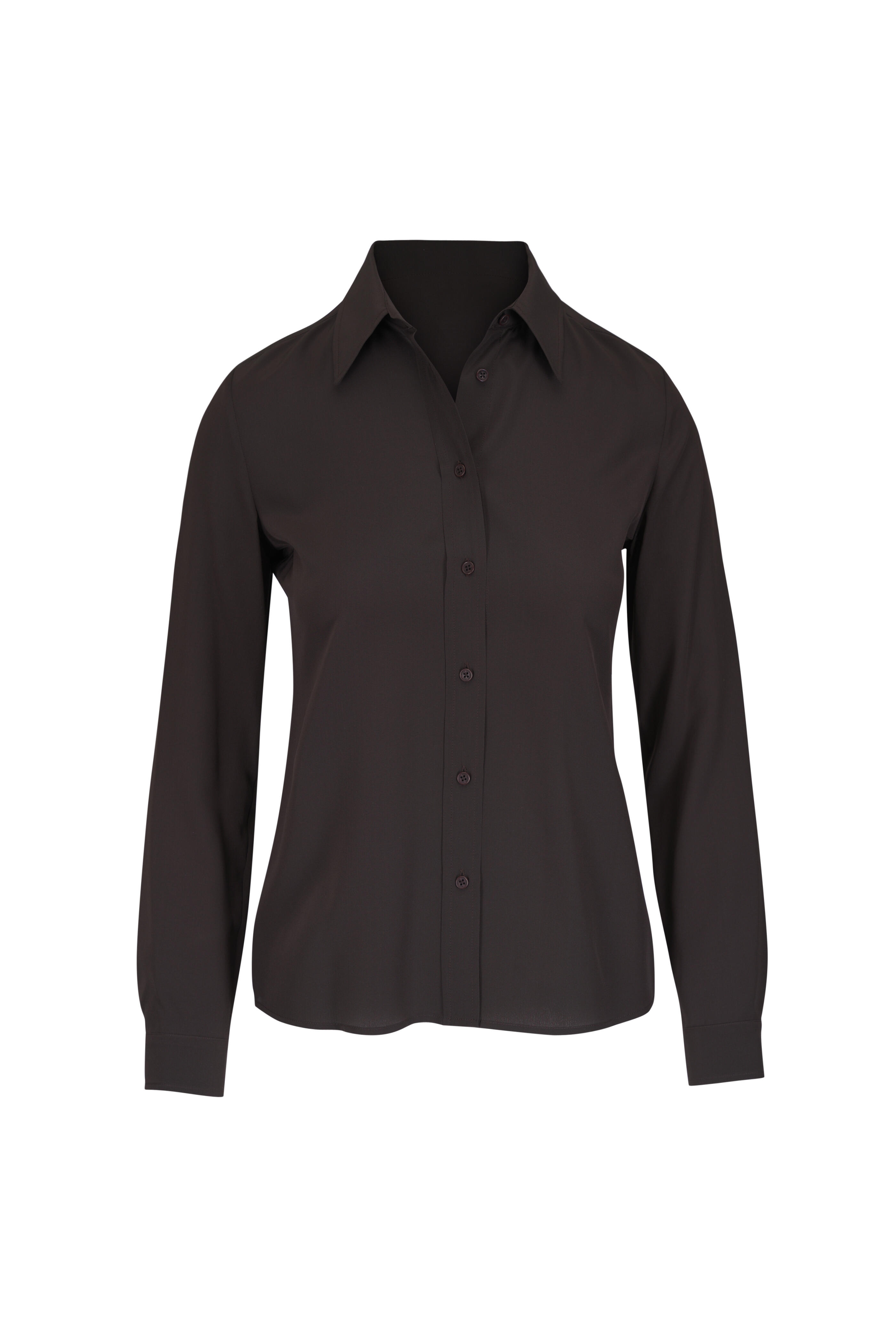 Nili Lotan - Simone Brown Silk Blouse - view 1