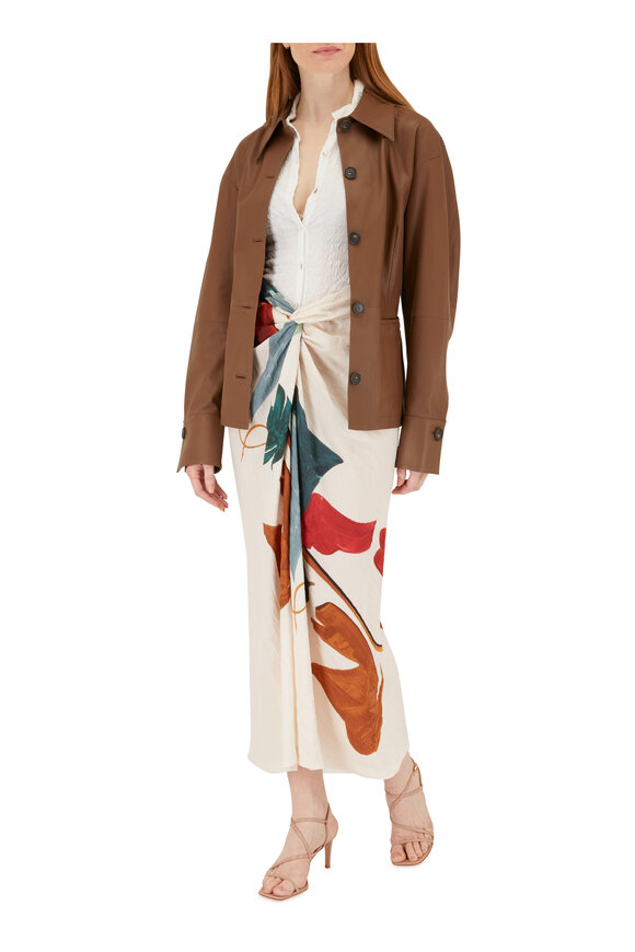 Vince - Hazelnut Leather Sculpted Shirt Jacket | Mitchell Stores
