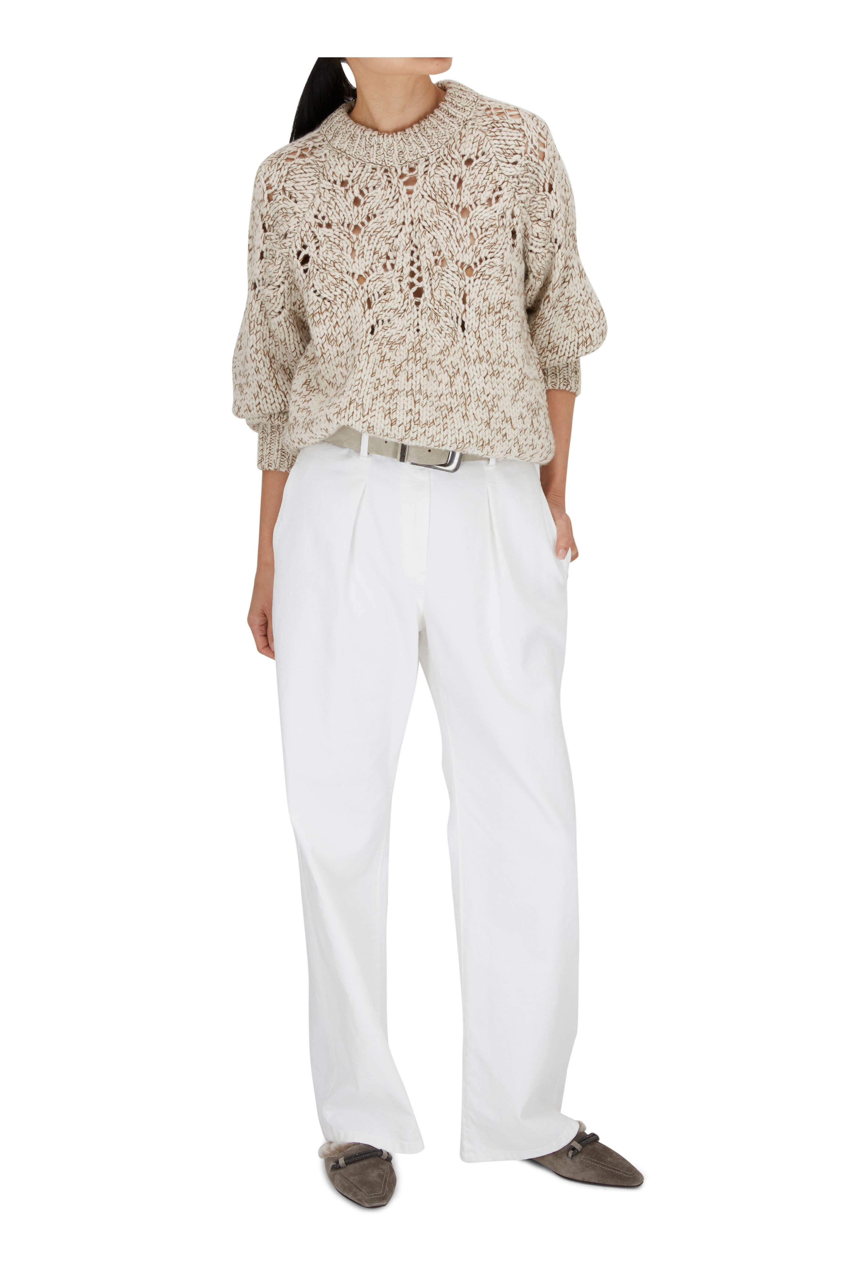 Brunello Cucinelli - Dark Gray Shearling Monili Flat