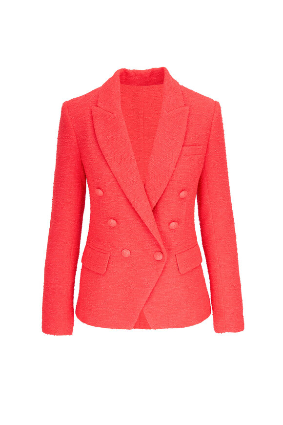 L'Agence - Kenzie Diva Pink Tweed Double-Breasted Blazer