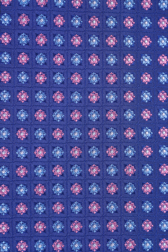 Canali Slate Blue Geometric Silk Necktie - view 2