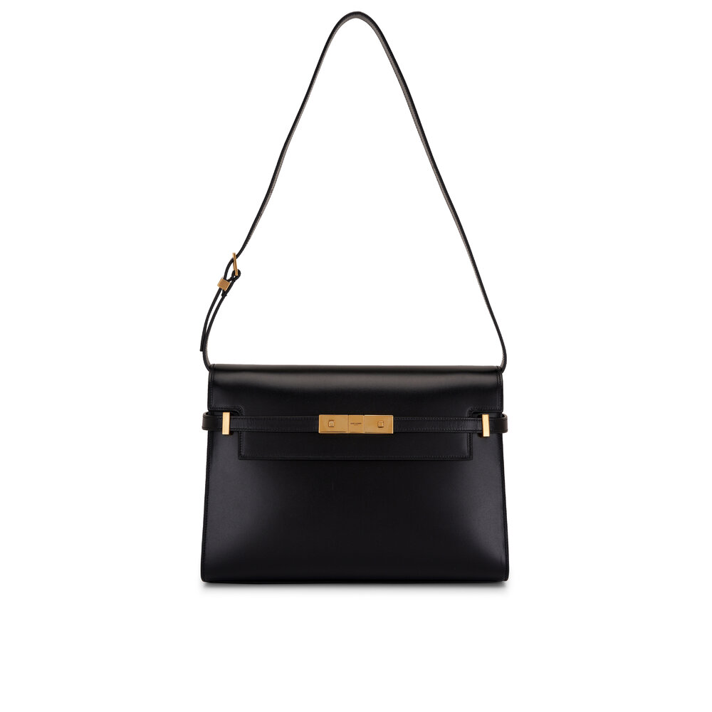 Saint Laurent Women's Medium Manhattan Black Leather Shoulder Bag | by Mitchell Stores