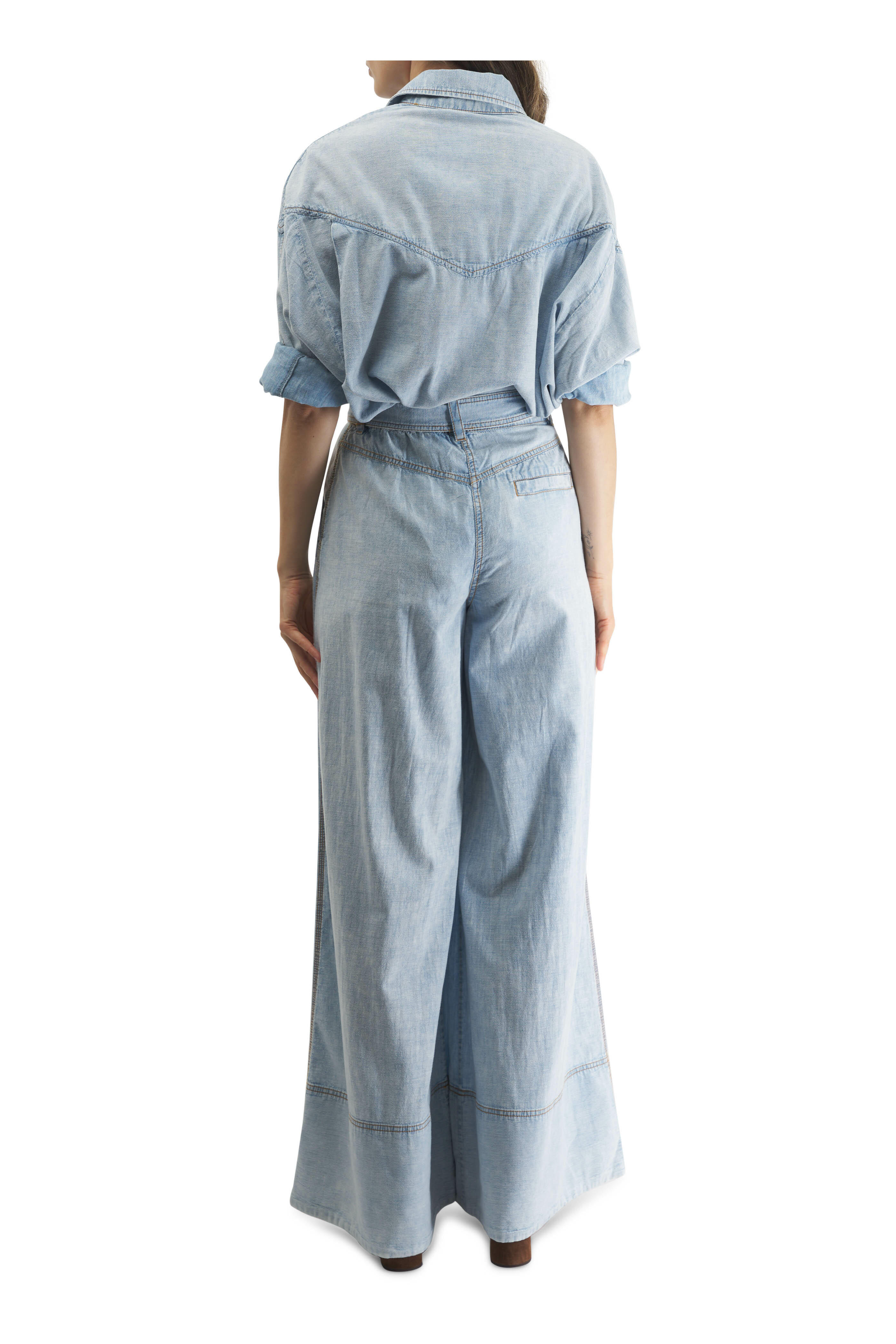 Zimmermann - Blue High-Rise Wide Leg Denim Pant