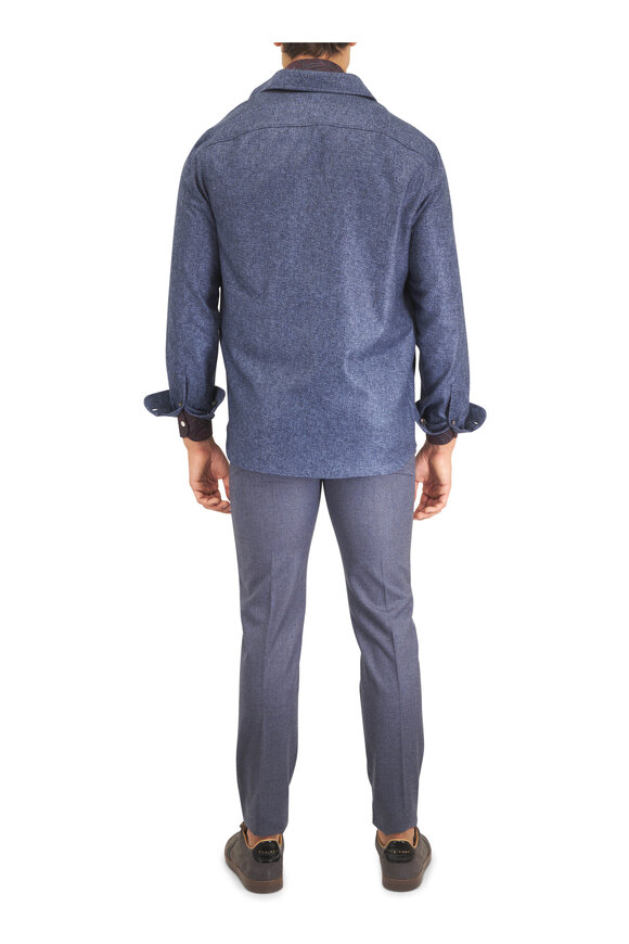 Isaia Blue Cashmere Overshirt - view 4