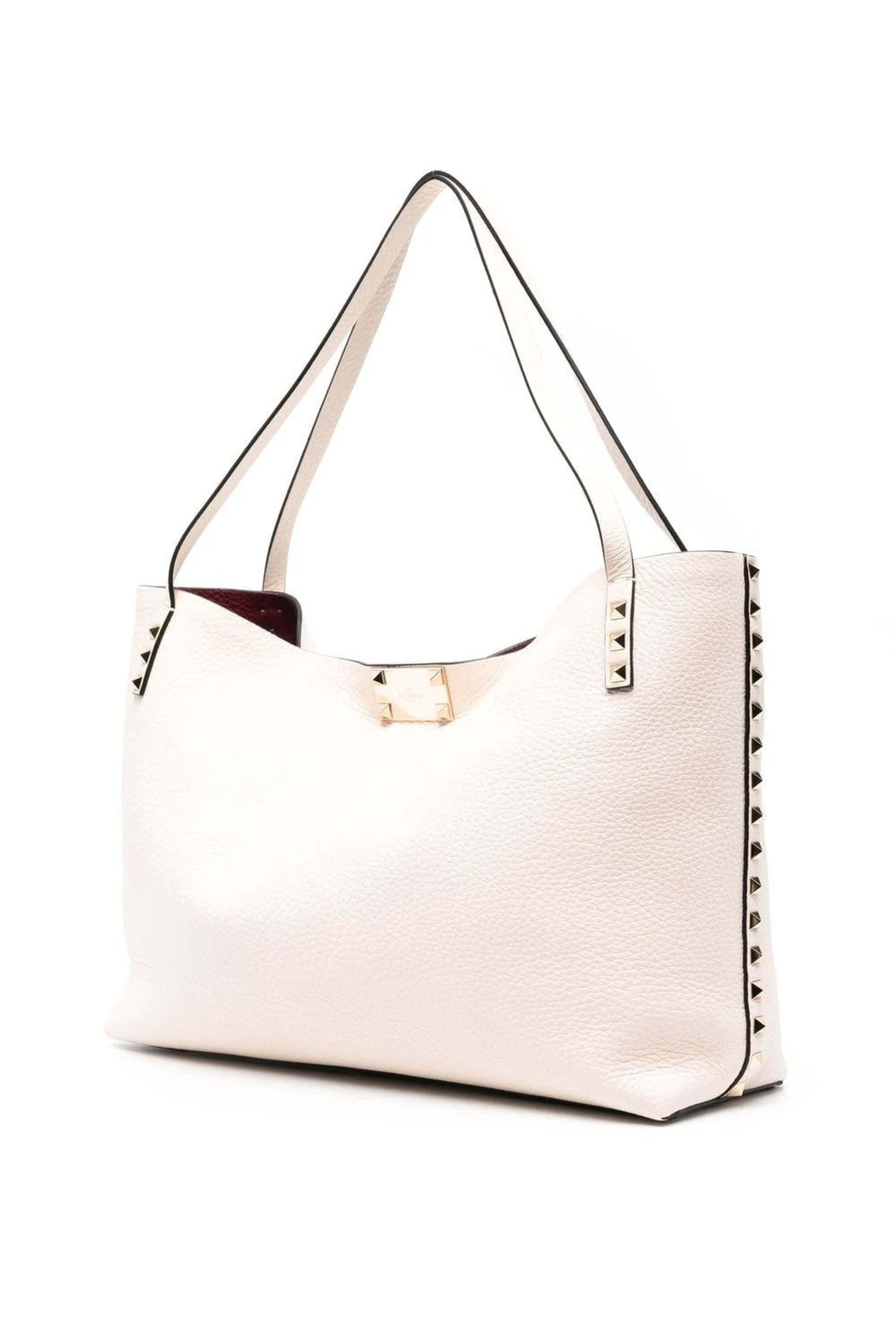 ハンドバッグ Valentino Garavani Ivory Leather Rockstud East-West Handbag Valentino Garavani Ivory Leather Rockstud East-West Handbag