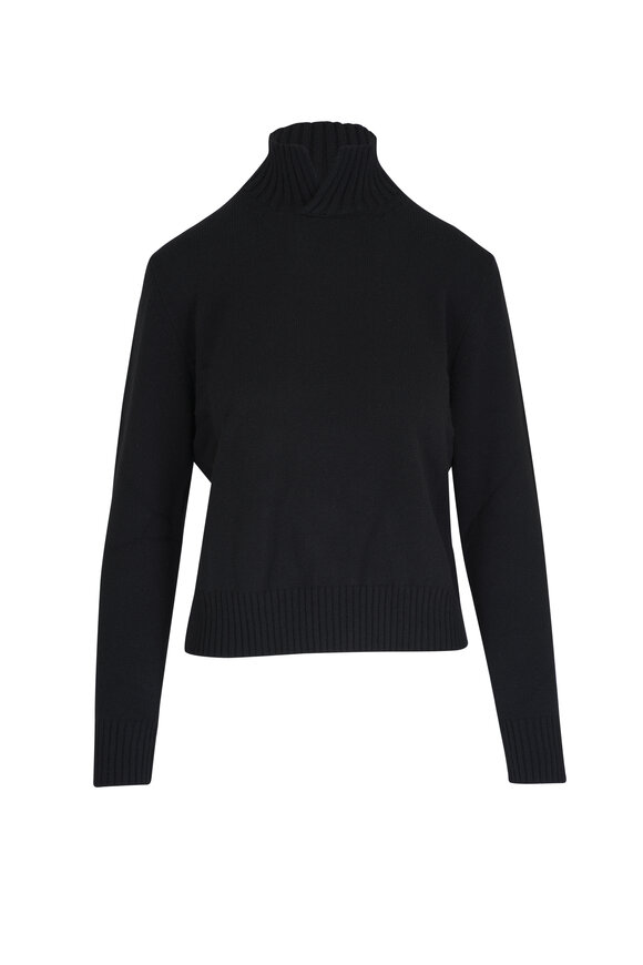 Maurizio Baldassari Black Split Neck Cashmere Sweater