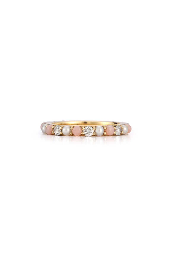 Storrow 14k Gold Pink Opal Diamond & Pearl Iris Ring - view 1