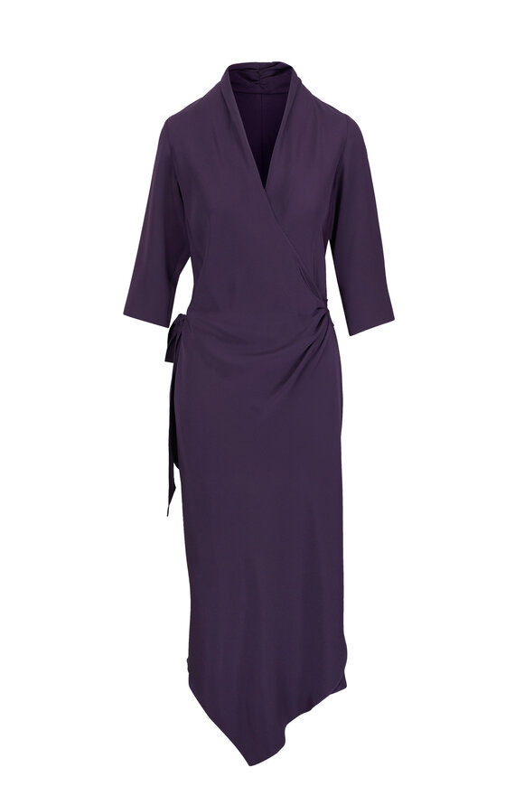 Peter Cohen Victor Purple 4-Ply Silk Midi Dress