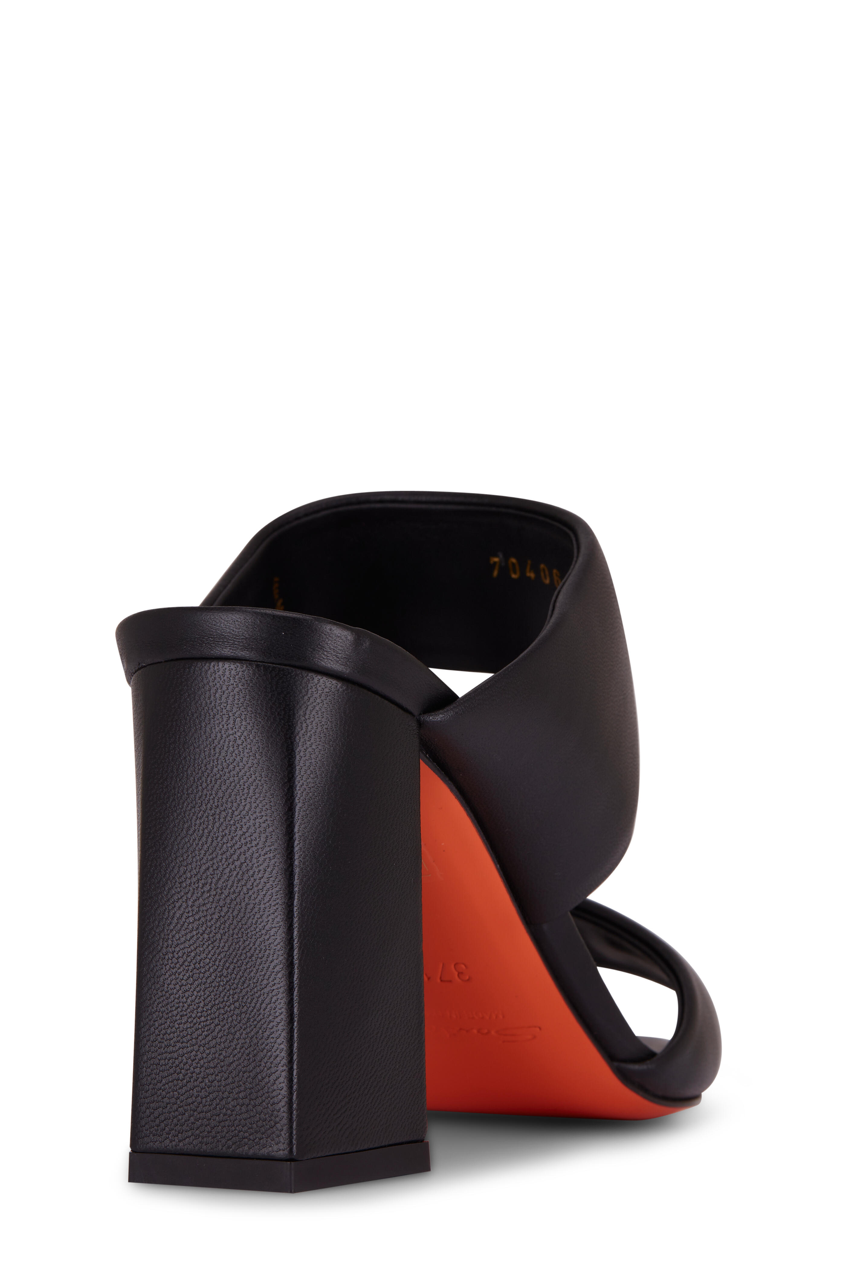 Santoni - Cactus Black Leather Two Band Sandal | Mitchell Stores