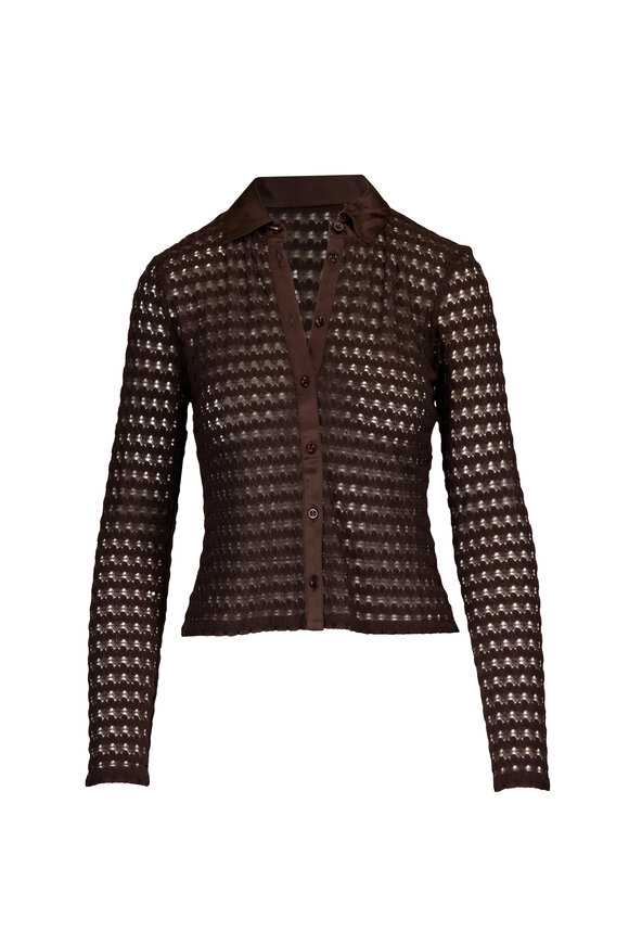 Frame Bubble Stitch Chestnut Long Sleeve Blouse - view 1
