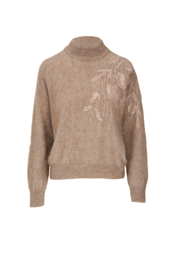 Brunello Cucinelli - Brown Embroidered Paliette Flower Sweater