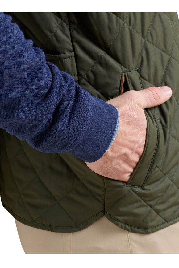 Peter Millar Essex Dark Olive Quilted Vest - view 4