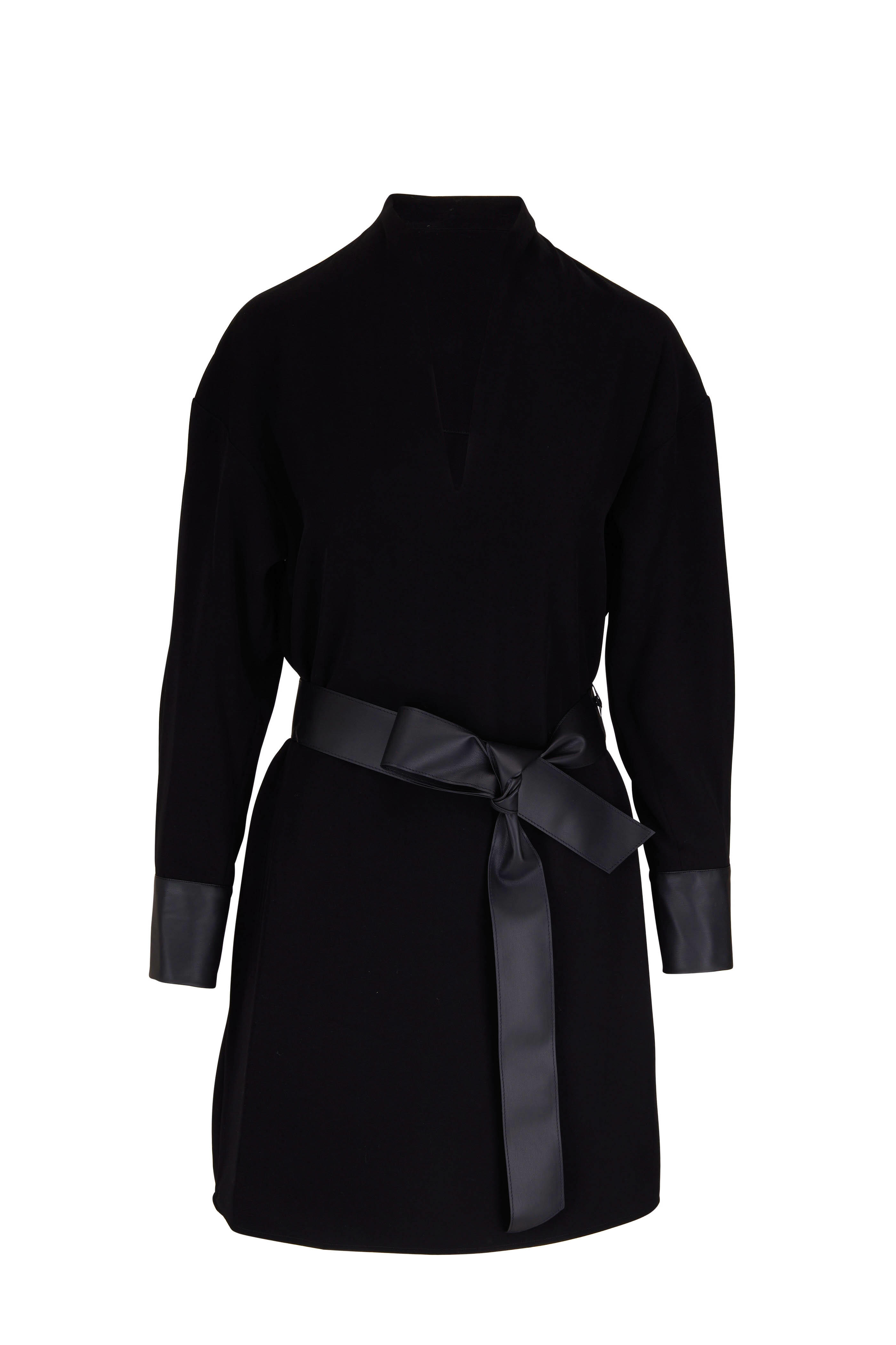 Vince - Black Faux Leather Trim Shirtdress | Mitchell Stores Vince - Black Faux Leather Trim Shirtdress | Mitchell Stores