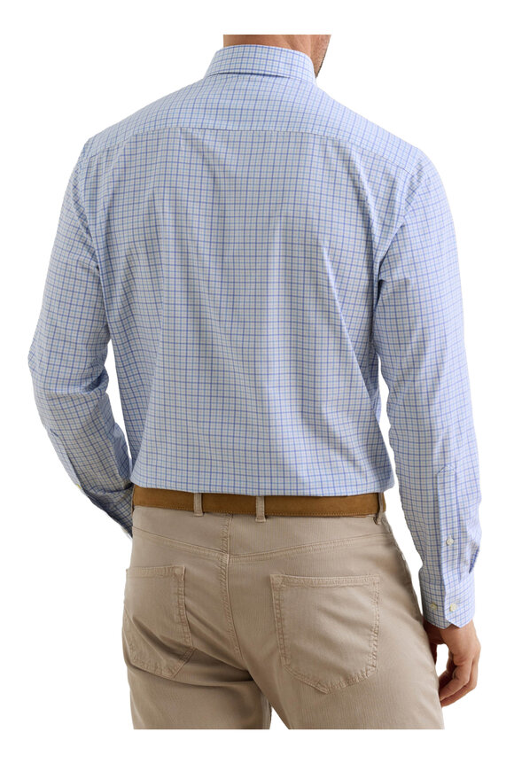 Peter Millar Canal Blue Frost Performance Poplin Sport Shirt - view 3