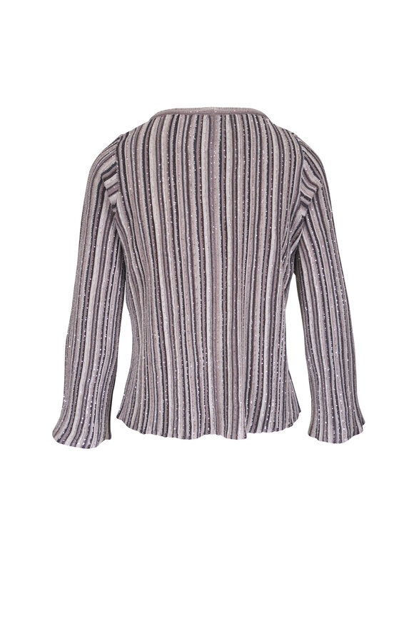 D.Exterior - Gray, Silver & Ivory Paillette Stripe Top