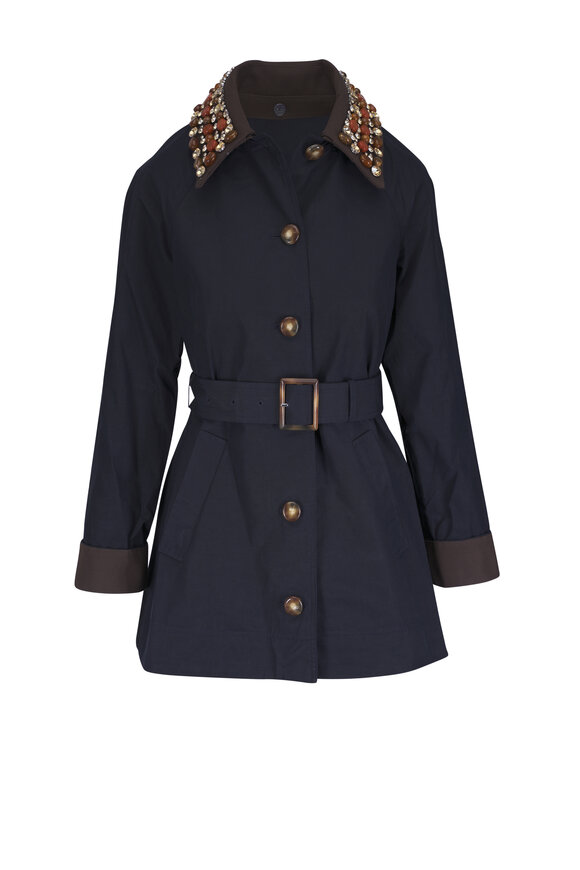 Veronica Beard Langham Navy Belted Dickey Coat