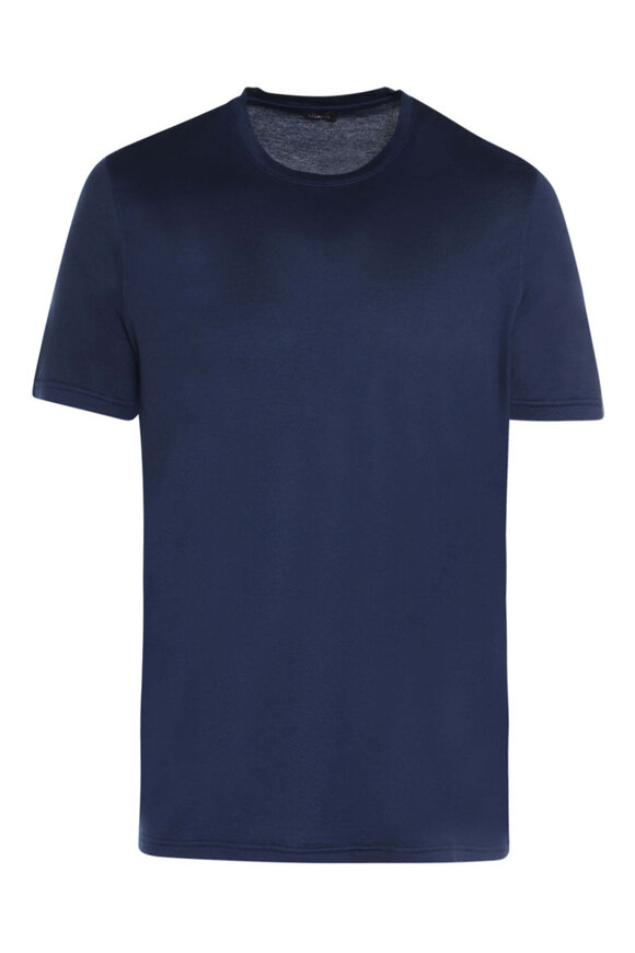 【関税&送料込み】Brunello Cucinelli T-Shirt With Shiny Po Brunello Cucinelli - Navy Silk & Cotton Sport Shirt