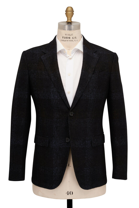 Zegna - Chocolate & Blue Tonal Plaid Sportcoat