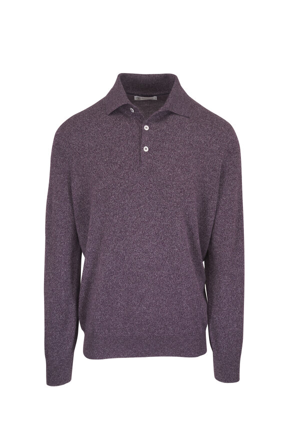 Brunello Cucinelli Blueberry Cashmere Knit Polo - view 1
