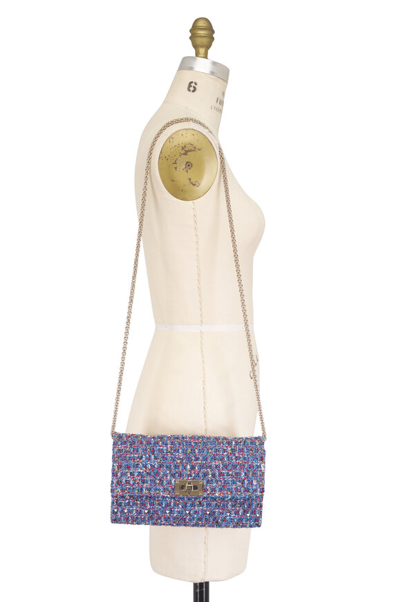 Valentino Garavani Sapphire Tweed Rockstud Crossbody Bag - view 5